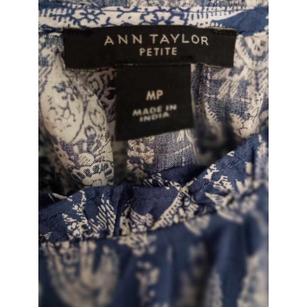 Ann Taylor Petite Blue and White Paisley Dress - Picture 3 of 7